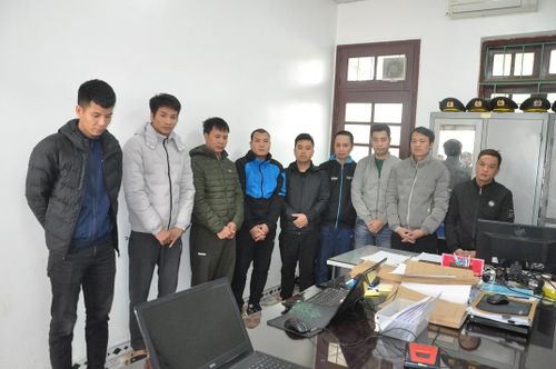 Nhóm người trong đường dây đánh bạc. Ảnh: Công an Hải Dương.