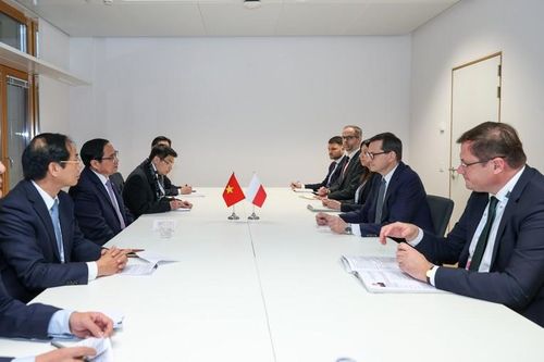 Thủ tướng Mateusz Morawiecki mong muốn thúc đẩy hợp tác Việt Nam - Ba Lan trong các lĩnh vực thương mại, y dược, đóng tàu, quốc phòng, chế tạo máy. ẢNh: VGP