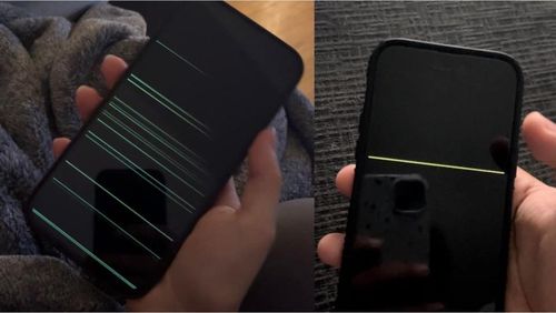 Lỗi sọc màn hình trên iPhone 14 khi khởi động. Ảnh: Reddit.