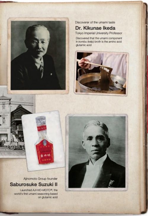 Tiến sĩ Kikunae Ikeda và người sáng lập Tập đoàn Ajinomoto Saburosuke Suzuki II.