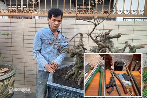 Đối tượng Huỳnh Nhật Nam cùng tang vật cơ quan công an thu giữ