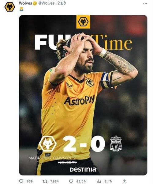 Wolves đăng bài chế nhạo phát biểu của HLV Klopp.