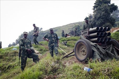 Các tay súng M23 gác tại Bunagana, CHDC Congo. Ảnh tư liệu: AFP/TTXVN