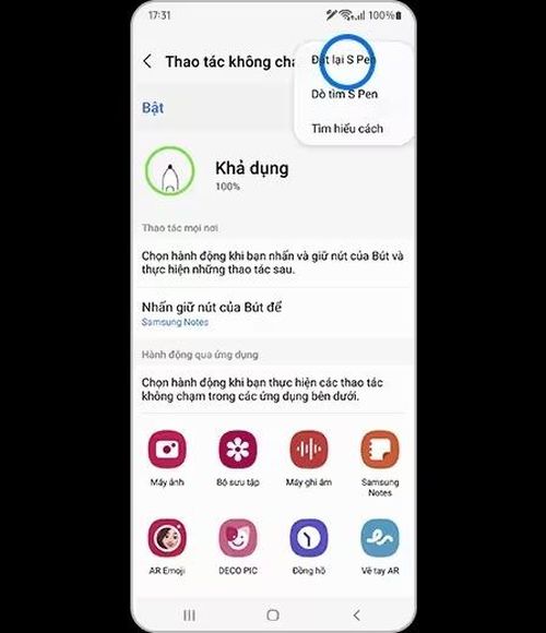  Người dùng có thể đặt lại bút để tạm thời khắc phục lỗi mất kết nối. Ảnh: Samsung. 