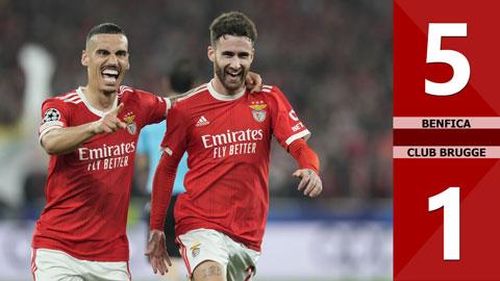 Benfica thắng áp đảo Club Brugge giành vé vào tứ kết Champions League. 