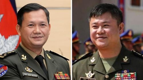 Ông Hun Manet và ông Hun Manith, hai người con trai của Thủ tướng Campuchia Hun Sen. Ảnh: AP