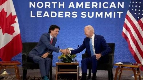 Tổng thống Mỹ Biden và Thủ tướng Canada Trudeau tại Hội nghị Thượng đỉnh Bắc Mỹ tổ chức ở Mexico tháng 1.2023. Nguồn: Reuteurs