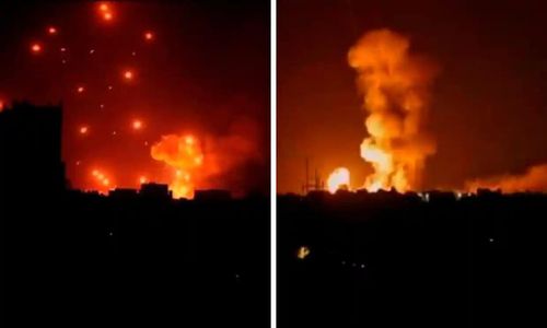  Mỹ không kích tại thành phố Deir el-Zour, Syria. Ảnh: Twitter. 