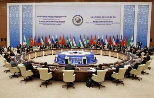 Quang cảnh Hội nghị thượng đỉnh Tổ chức Hợp tác Thượng Hải (SCO) ở thành phố Samarkand, Uzbekistan, ngày 16/9/2022. Ảnh: AFP