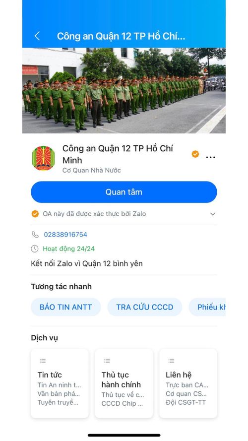 Trang Zalo Công an quận 12 đã trở thành kênh tương tác tin cậy của người dân.