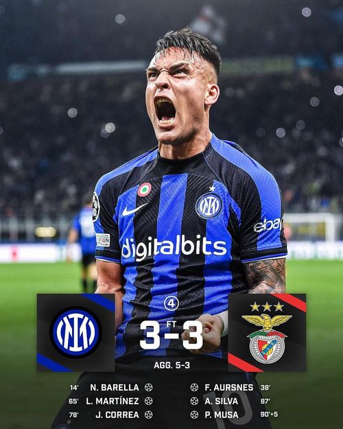 Inter Milan thắng chung cuộc 5-3 sau hai lượt trận