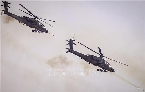 Máy bay AH-64 Apache của quân đội Mỹ tham gia tập trận "African Lion" tại vùng Tan-Tan, Tây Nam Morocco, ngày 30/6/2022. Ảnh tư liệu: AFP/TTXVN