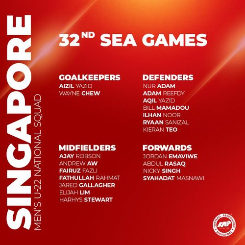 Danh sách 20 cầu thủ U22 Singapore tham dự SEA Games 32. 