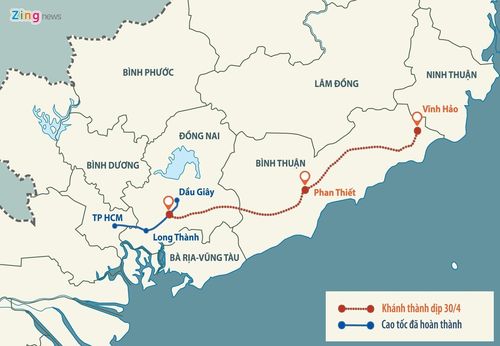  Cao tốc Vĩnh Hảo - Phan Thiết và Phan Thiết - Dầu Giây. Đồ họa: Tiến Hoàng. 