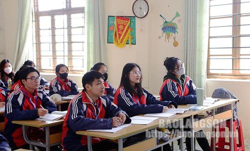 Học sinh khối 12, Trường THPT Hoàng Văn Thụ, thành phố Lạng Sơn trong giờ ôn tập