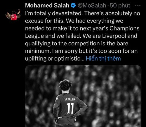 Thông điệp xuất hiện Salah đến ngay sau trận thắng của MU trước Chelsea.