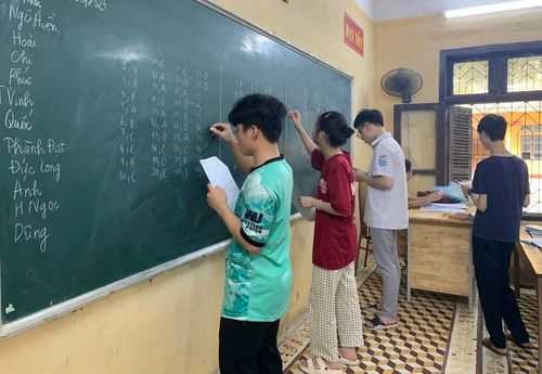 Luyện thi với đề trắc nghiệm với sự trợ giúp của giáo viên.