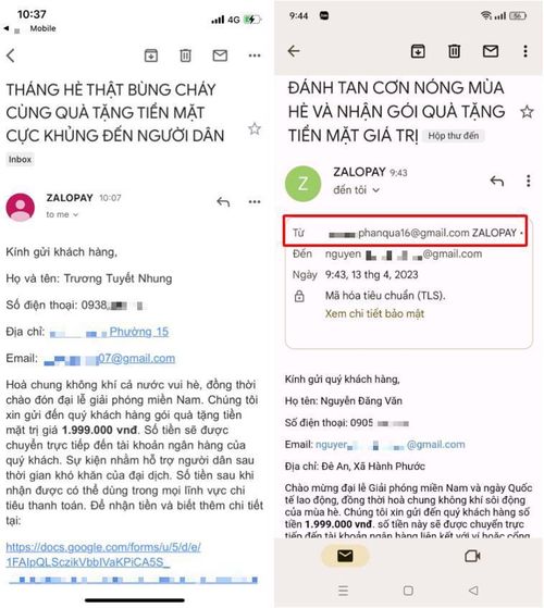 Người dùng cần lưu ý kiểm tra kỹ địa chỉ email người gửi (không phải tên email gửi) để không bị đánh lừa (Ảnh chụp email mạo danh).