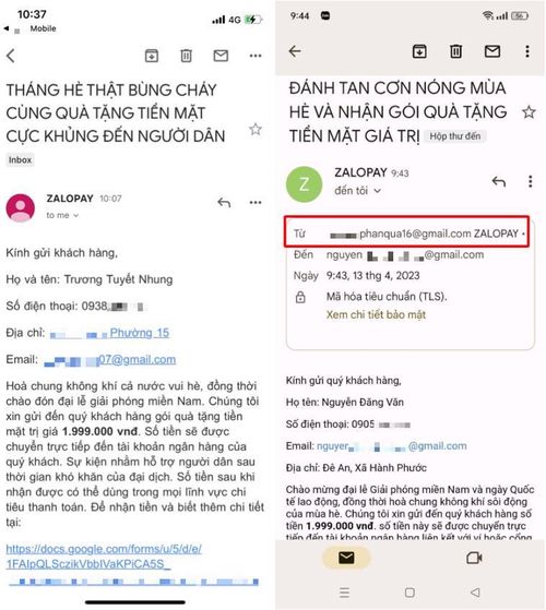 Người dùng cần lưu ý kiểm tra kỹ địa chỉ email người gửi (không phải tên email gửi) để không bị đánh lừa (Ảnh chụp email mạo danh).