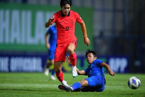 U17 Thái Lan có trận đấu nỗ lực trước Hàn Quốc. Ảnh: AFC.