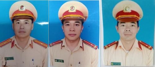 Chân dung 3 cán bộ CSGT hi sinh khi làm nhiệm vụ trên đèo Bảo Lộc.