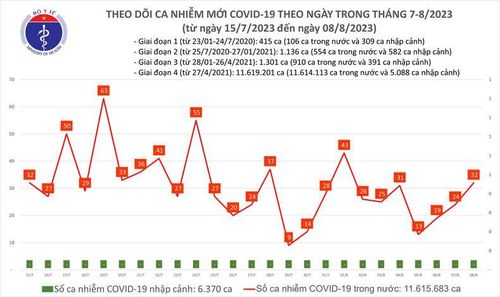 Biểu đồ số ca mắc Covid-19 tại Việt Nam thời gian qua.