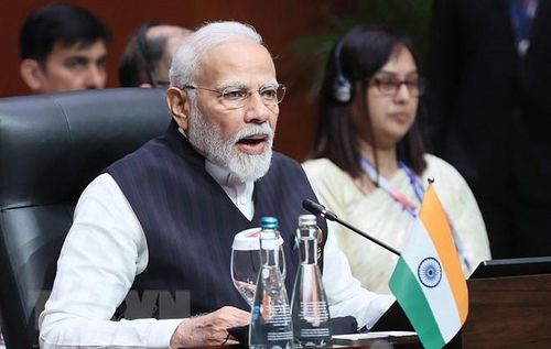 Thủ tướng Ấn Độ Narendra Modi phát biểu. (Ảnh: Dương Giang/TTXVN)