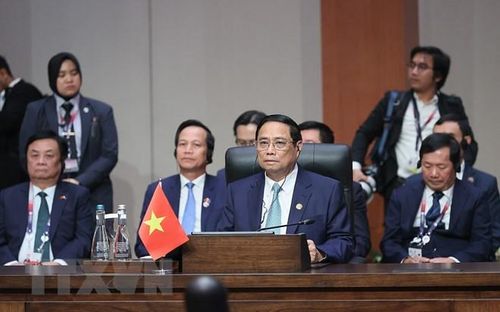 Sáng 7/9/2023, tại thủ đô Jakarta, Indonesia, Thủ tướng Phạm Minh Chính dự Hội nghị Cấp cao ASEAN-Ấn Độ lần thứ 20. (Ảnh: Dương Giang/TTXVN)
