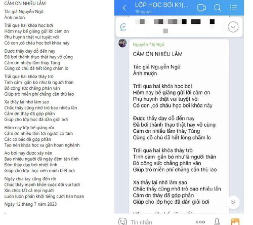 Bài thơ được bà của một học viên dành tặng thầy Tùng.