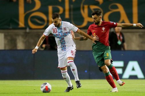 Bruno Fernandes cũng để lại dấu ấn với một bàn thắng. Ảnh: AP.
