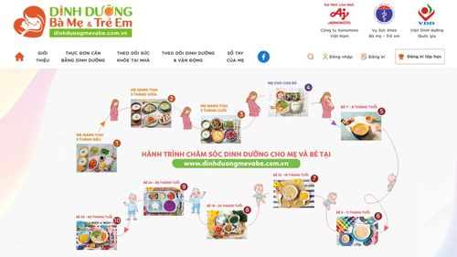 Giao diện website chương trình “Dinh dưỡng bà mẹ và trẻ em”