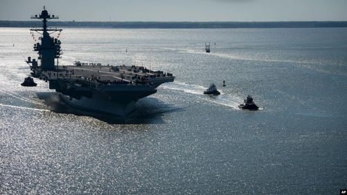  Tàu sân bay USS Gerald R. Ford di chuyển đến đông Địa Trung Hải. Ảnh: AP.
