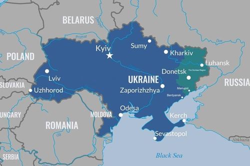 Vị trí thành phố Sevastopol ở phía nam Ukraine (Ảnh: Bộ Quốc phòng Mỹ).
