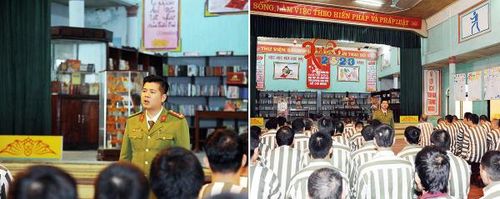 Đại úy Trần Ngọc Tùng chia sẻ, động viên các phạm nhân cải tạo tốt