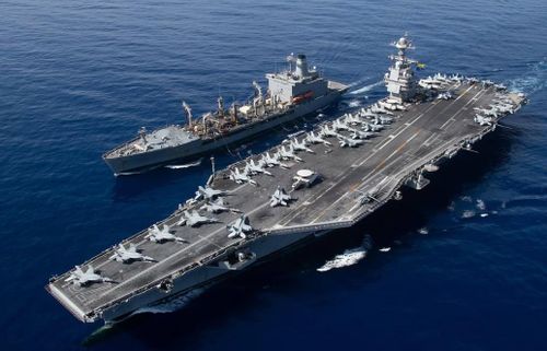 Nhóm tấn công tàu sân bay USS Gerald R. Ford đang hoạt động trong khu vực để ngăn chặn các lực lượng muốn mở rộng cuộc chiến Israel-Hamas. Ảnh: defense.gov