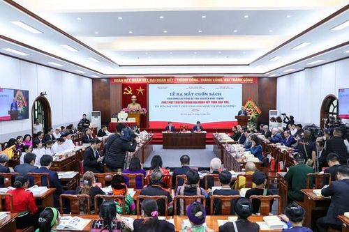 Quang cảnh Lễ ra mắt cuốn sách''Phát huy truyền thống đại đoàn kết toàn dân tộc, xây dựng đất nước ta ngày càng giàu mạnh, văn minh, hạnh phúc'' của Tổng Bí thư Nguyễn Phú Trọng