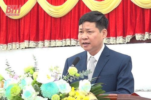 Đại diện lãnh đạo huyện Vĩnh Lộc phát biểu khai mạc Hội khỏe Phù Đổng lần thứ XI - năm 2023.
