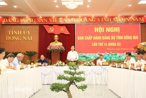 Bí thư Tỉnh ủy Nguyễn Hồng Lĩnh phát biểu khai mạc hội nghị. Ảnh: Công Nghĩa