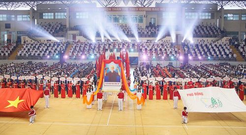 Toàn cảnh lễ Khai mạc Hội khỏe Phù Đổng tỉnh năm 2023.