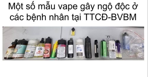 Một số mẫu thuốc lá điện tử gây ngộ độc. Ảnh: BVCC