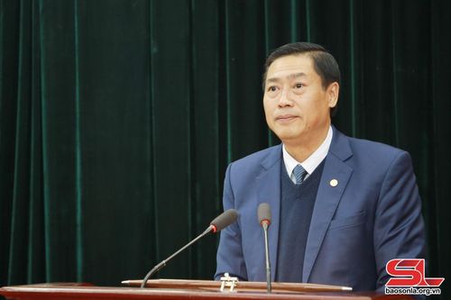 Đồng chí Nguyễn Hữu Đông, Ủy viên Ban chấp hành Trung ương Đảng, Bí thư Tỉnh ủy, Trưởng đoàn đại biểu Quốc hội tỉnh phát biểu tại hội nghị.