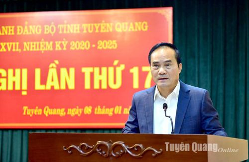 Phó Chủ tịch UBND tỉnh Hoàng Việt Phương trình bày dự thảo Chương trình hành động tại hội nghị.
