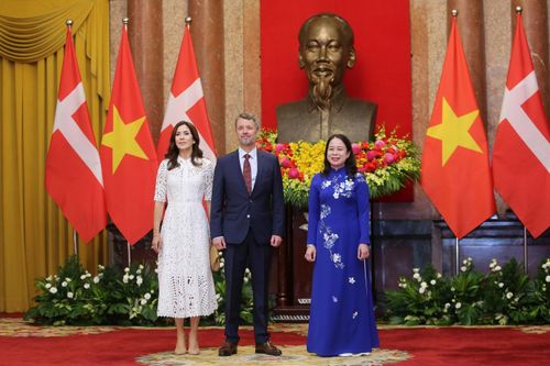 Phó Chủ tịch nước Việt Nam Võ Thị Ánh Xuân chụp ảnh cùng Thái tử Đan Mạch Frederik và Công nương Mary