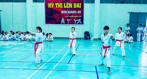 270 võ sinh Karatedo tham gia kỳ thi lên đai. Ảnh: Nguyễn Sang