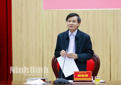 Đồng chí Đoàn Minh Huấn, Bí thư Tỉnh ủy, Trưởng Ban Chỉ đạo phát biểu kết luận Phiên họp.