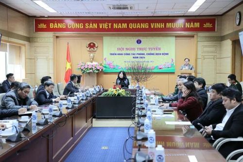 Các đại biểu tham gia Hội nghị trực tuyến đầu cầu Hà Nội. (Ảnh: Trần Minh)