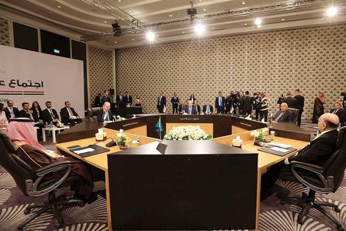 Bộ trưởng các nước Arab tham dự cuộc họp về giải pháp chấm dứt các cuộc khủng hoảng ở Syria, tại Amman, Jordan, ngày 1-5-2023_Ảnh: THX