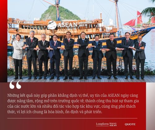 Thủ tướng Chính phủ Phạm Minh Chính cùng lãnh đạo các nước tham dự Lễ khai mạc Hội nghị Cấp cao ASEAN lần thứ 42, tại Labuan Bajo, Indonesia, ngày 10/5/2023. Ảnh: VGP