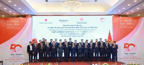Hội thảo kinh tế cấp cao kỷ niệm 50 năm thiết lập quan hệ ngoại giao Nhật Bản - Việt Nam, ngày 7/3/2023. Ảnh: ĐSQ Nhật Bản