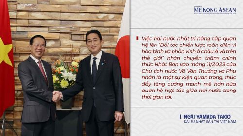 Chủ tịch nước Võ Văn Thưởng và Thủ tướng Nhật Bản Kishida Fumio, ngày 27/11/2023. Ảnh: TTXVN